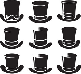 Top hat icon isolated on white background silhouette editable vector