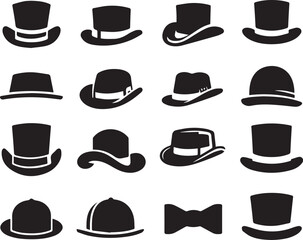 Top hat icon isolated on white background silhouette editable vector