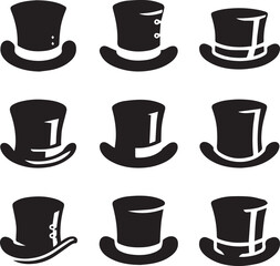 Top hat icon isolated on white background silhouette editable vector