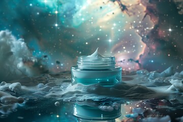 A face cream on a galaxy background