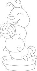 Caterpillar Volleyball player Volleyball Sports Animal Vector Graphic Art Illustration
