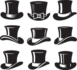 Top hat icon isolated on white background silhouette editable vector