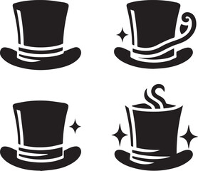 Top hat icon isolated on white background silhouette editable vector