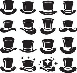 Top hat icon isolated on white background silhouette editable vector