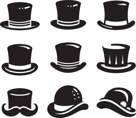 Top hat icon isolated on white background silhouette editable vector