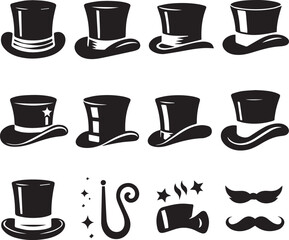Top hat icon isolated on white background silhouette editable vector