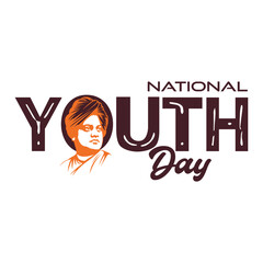 swami vivekananda outline drawing illustration and national youth day vector design.