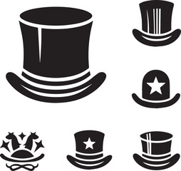 Top hat icon isolated on white background silhouette editable vector