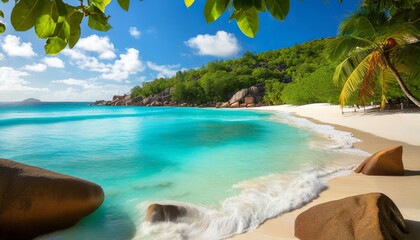 anse lazio beach at praslin island seychelles - obrazy, fototapety, plakaty