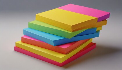 stack of colourful of sticky post it note paper many assorted different colours on background cutout file 3d rendering
