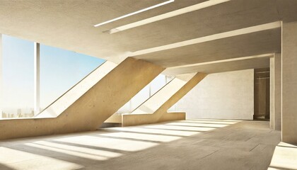 Abstract interior multilevel Empty space commercial Room