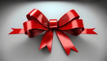 red gift ribbon bow on white background 3d rendering