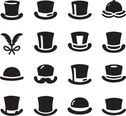 Top hat icon isolated on white background silhouette editable vector