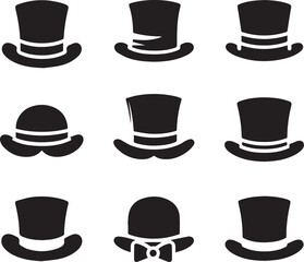 Top hat icon isolated on white background silhouette editable vector