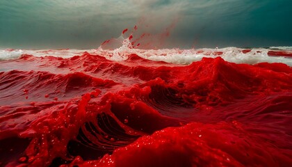sea waves of blood - obrazy, fototapety, plakaty