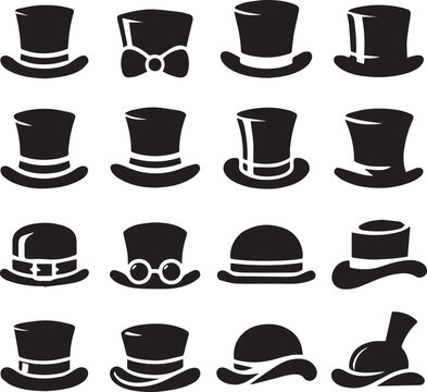 Top hat icon isolated on white background silhouette editable vector