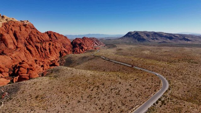 Flight over desert lands in Nevada and Arizona - view from above - aerial photography