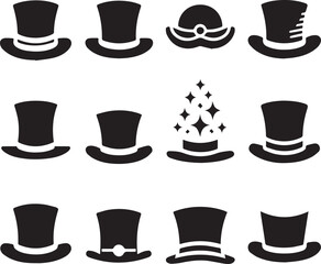 Top hat icon isolated on white background silhouette editable vector