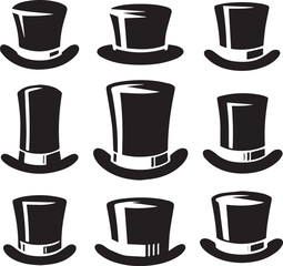 Top hat icon isolated on white background silhouette editable vector