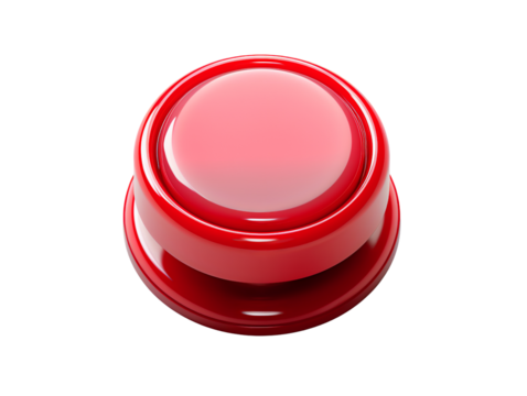 Red Push Button, isolated on a transparent or white background