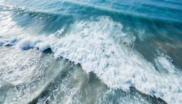 top view on blue ocean waves nature background