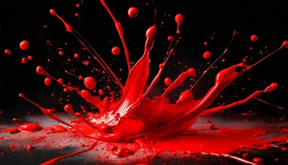 acrylic paint red splatters - obrazy, fototapety, plakaty