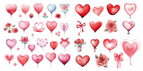 heart shaped balloons and roses