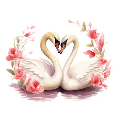 love swans with roses