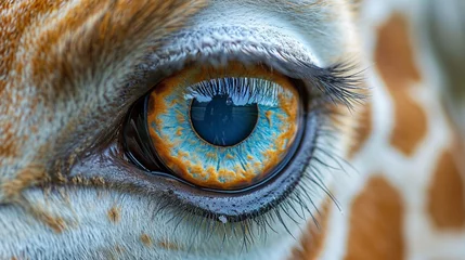 Fotobehang macro eye of a giraffe, national geografiphical style © Susana