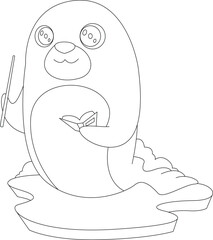 Seal Teacher Book Animal Vector Graphic Art Illustration