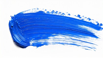 blue stroke of the paint brush on white - obrazy, fototapety, plakaty