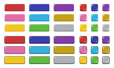 立体的なかわいい四角いボタンの素材セット