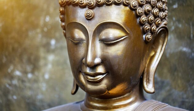siddhartha bronze statue close up of buddha beautiful serene face with closed eyes best meditation inspiration image or mindfulness background