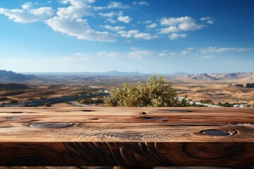 Scenic View of a Valley from a Beautiful Wooden Table