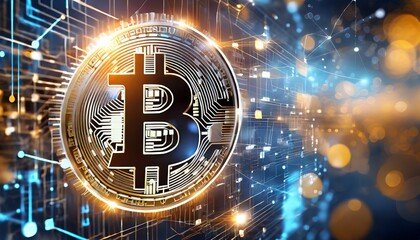 bitcoin blockchain crypto currency - obrazy, fototapety, plakaty