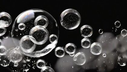 bubbles on black background - obrazy, fototapety, plakaty