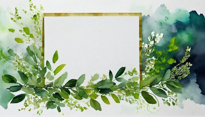 watercolor border on white artistic background