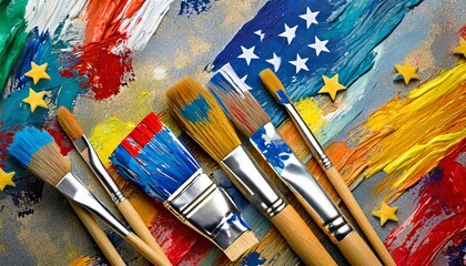 paint brush set cutout background painter colorful paintbrush art and creativity