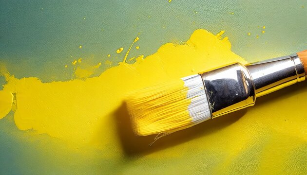 shiny yellow brush on background yellow watercolor