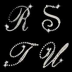 Capital Letters of English alphabet romantic with pearls
