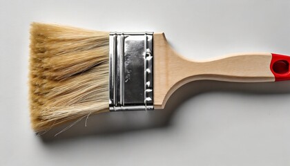 construction brush with wooden handle on white background