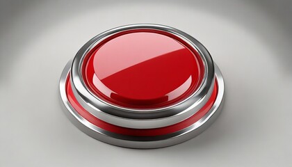 red round push button with metallic border on white background 3d - obrazy, fototapety, plakaty