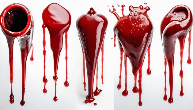 blood dripping set on white background
