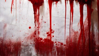 scary bloody wall white wall with blood splatter for halloween background - obrazy, fototapety, plakaty
