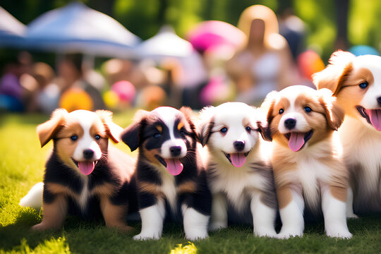 group of puppies,Generative AI