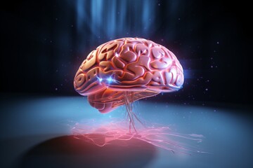 A 3D Rendered Brain with Purple Lighting Generative AI