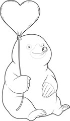Mole Heart Balloon Animal Vector Graphic Art Illustration