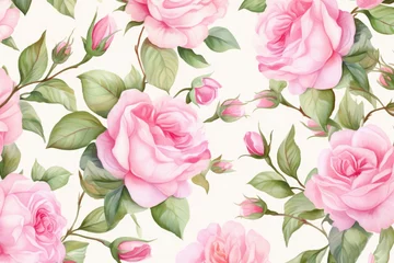 Türaufkleber Nature rose pattern seamless floral design background © SHOTPRIME STUDIO