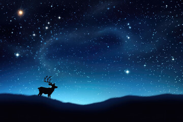 Obraz na płótnie Canvas Background nature sky stars space light dark blue night moon forest illustration