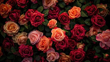 red roses background of valentine day